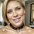 SiaLinda: Halsband Leia Kristall und Ring silber, echt Rinds-Velourleder - SiaLinda.com